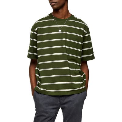 Topman Stripe Oversize Pocket T-Shirt, Green