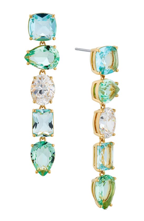 Shop Nadri Watercolor Crystal Linear Drop Earrings In Gold
