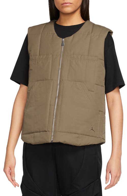 Quilted Water Repellent Utility Vest in Brown Kelp