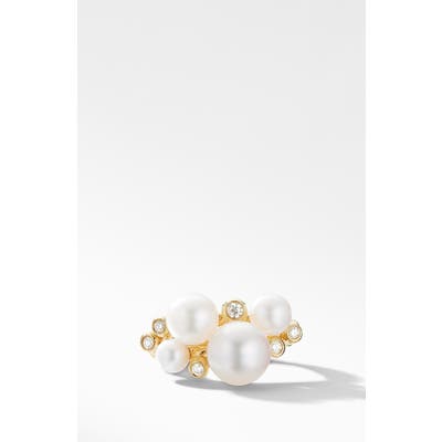 David Yurman 18K Gold Pearl Cluster Ring With Diamonds