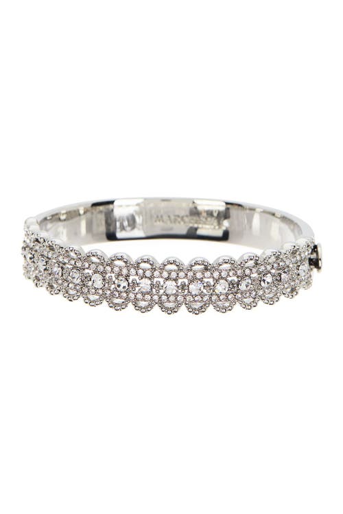 Marchesa Pave Crystal Filigree Bangle Bracelet in Silver/crystal at Nordstrom