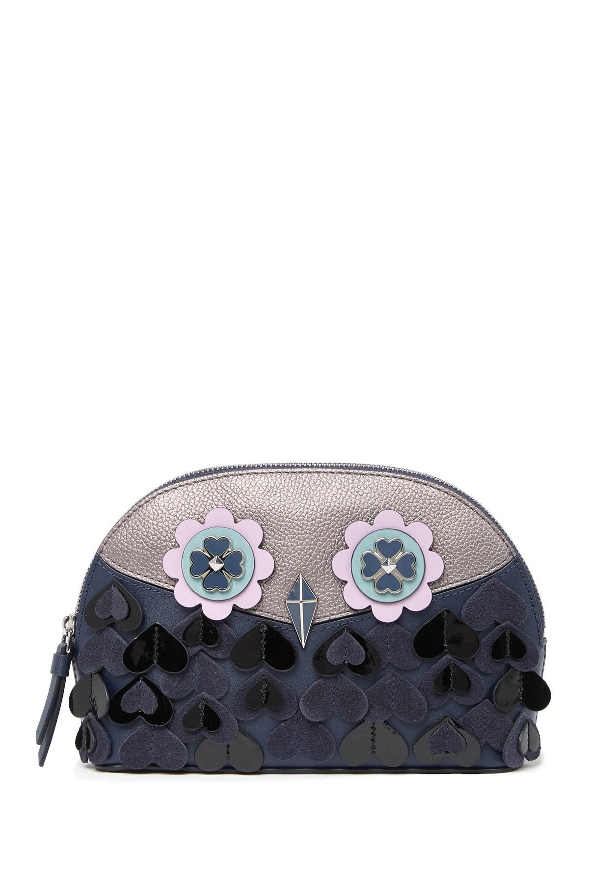 Kate Spade Leather Zibbi Medium Dome Cosmetic Case In Nightcap