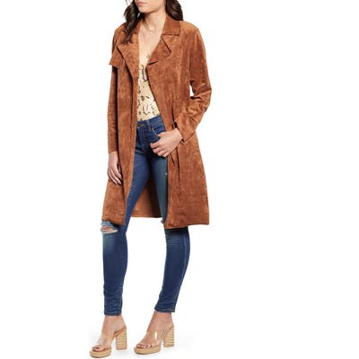 Blanknyc Faux Suede Trench Coat, Brown