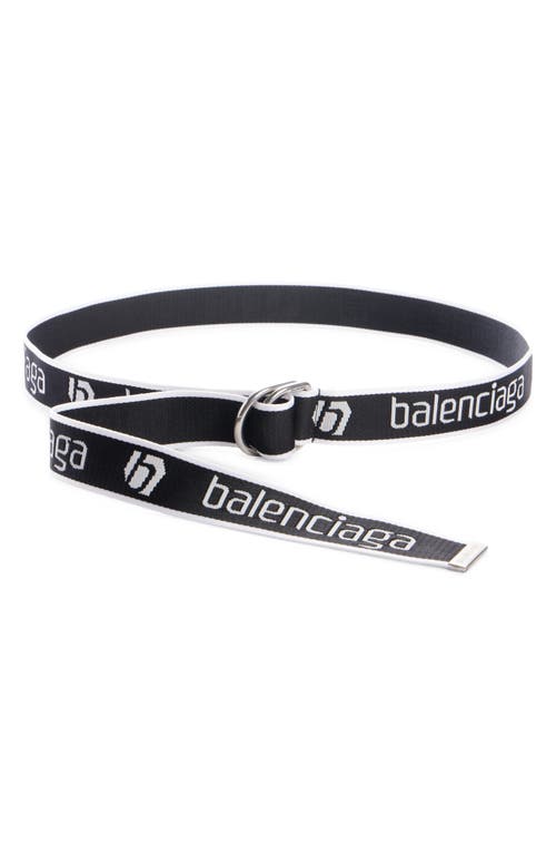 Shop Balenciaga D-ring Webbed Belt In Black/white