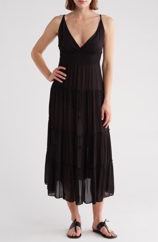 Boho Me Asymmetric Cover-up Dress In Black