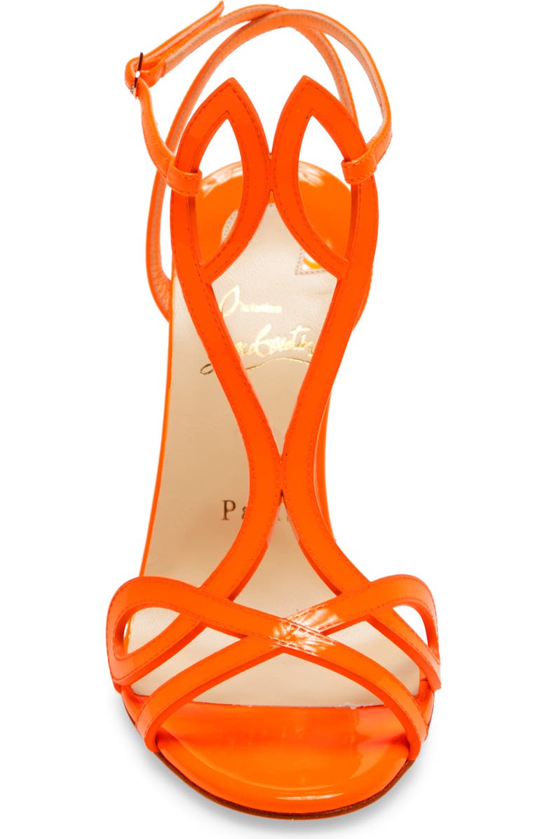 Christian Louboutin Double L Fluorescent Patent Leather Sandal, Alternate, color, 