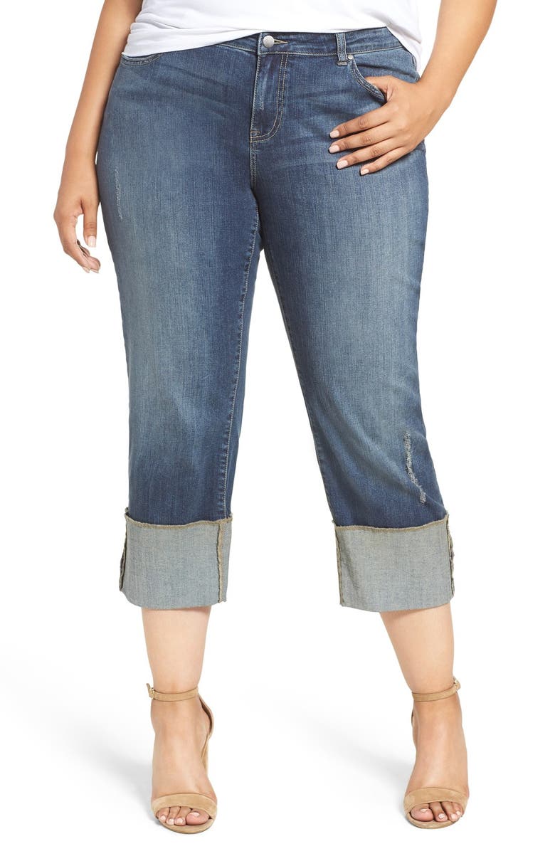 Caslon® Cuffed Crop Jeans (Medium Vintage) (Plus Size) | Nordstrom