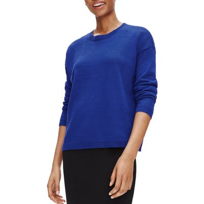 Eileen Fisher Boxy Organic Linen & Organic Cotton Sweater, Blue