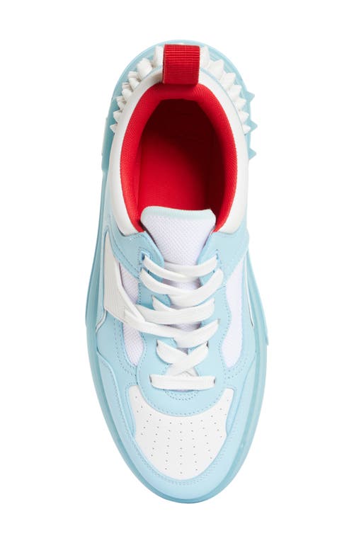 Shop Christian Louboutin Astroloubi Mixed Media Low Top Sneaker In 5709 Mineral/white