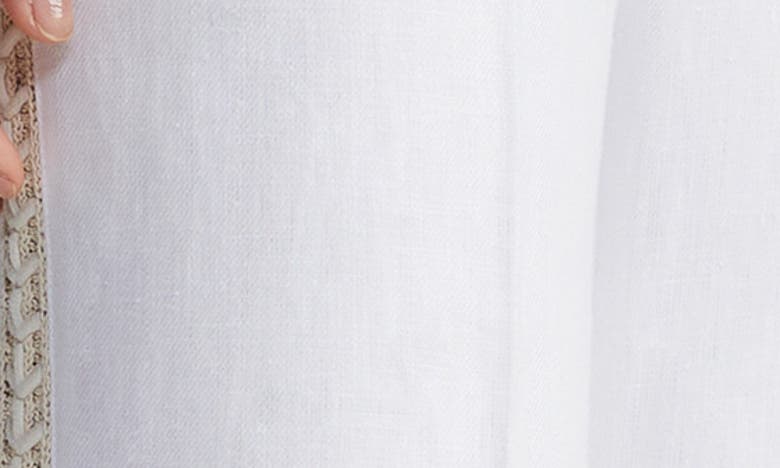 Shop Lafayette 148 Sullivan Crochet Outseam Linen Pants In White