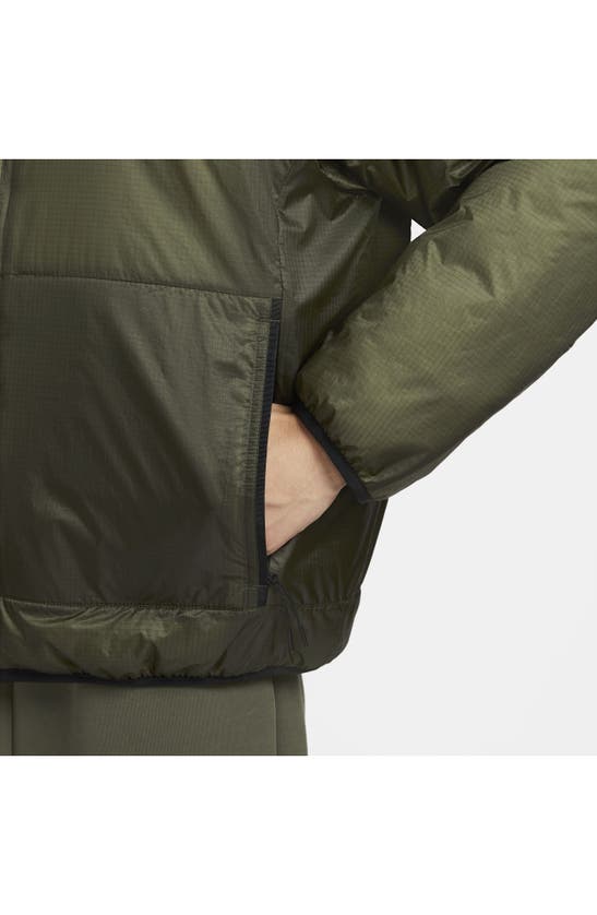 Shop Nike Therma-fit Tech Jacket In Cargo Khaki/ Black