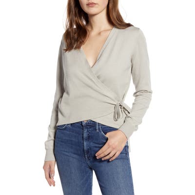 Ceny Stripe Wrap Sweater, Grey