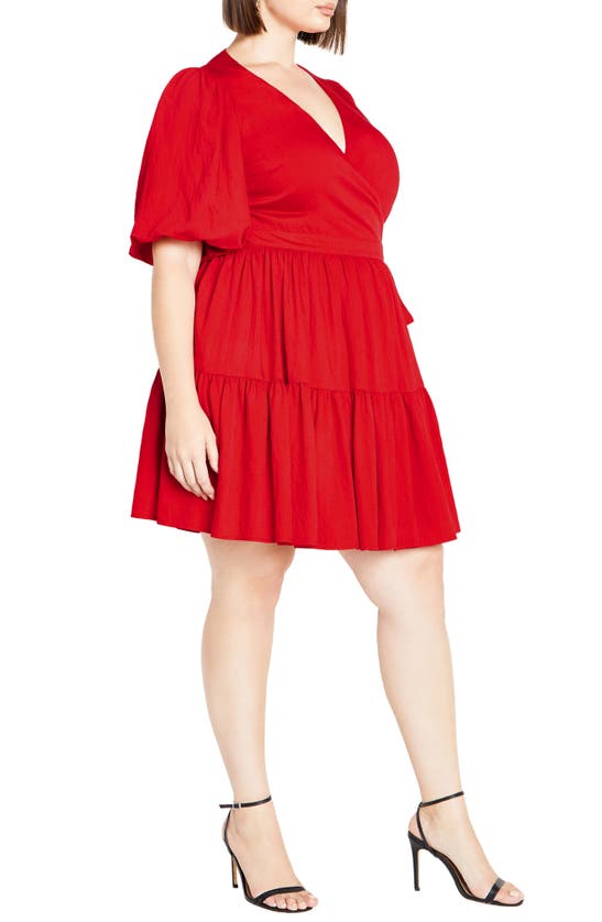 Shop City Chic Nikola Tiered Wrap Dress In Tango Red