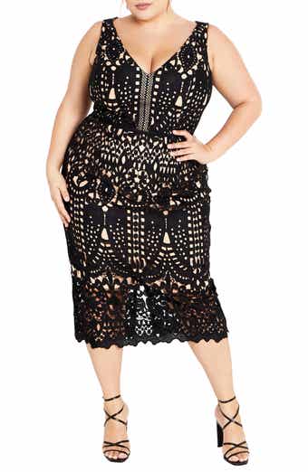 Rare beauty lace fit hot sale & flare dress city chic