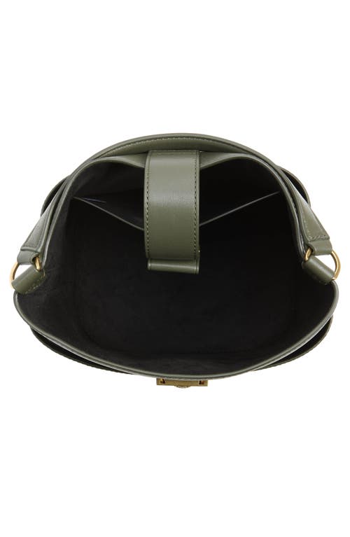 Veronica Beard Small Crest Lock Leather Bucket Bag In Pine