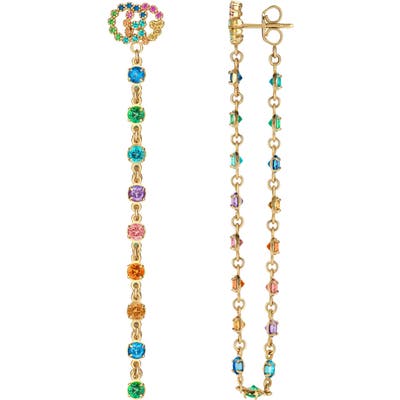 Gucci Double-G Multistone Chain Stud Earrings