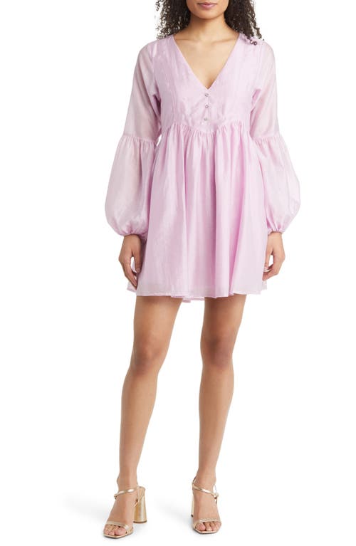 Zosia Long Sleeve Babydoll Dress in Lilac