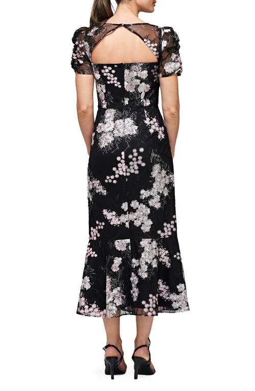 Shop Js Collections Hope Floral Embroidered Cocktail Dress In Black/blush