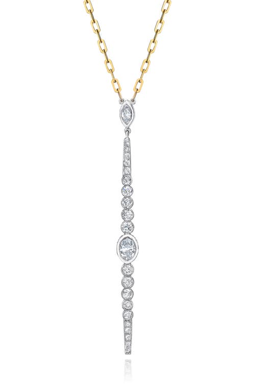 Diamond Bar Pendant Necklace in 18K Yg