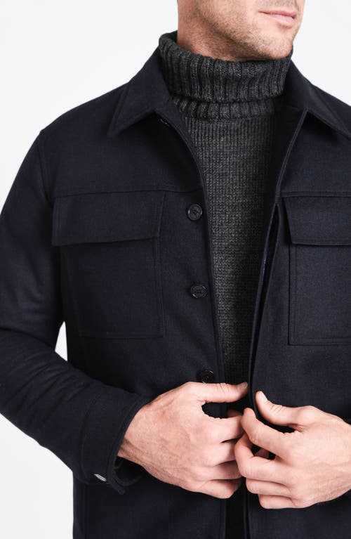 Norwegian Wool Waterproof Down Field Jacket In Navy