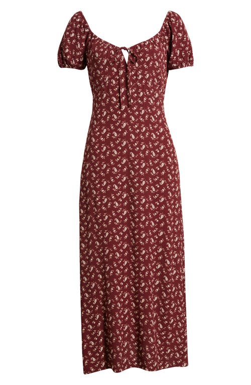 Shop Treasure & Bond Floral Tie Front Maxi Dress In Burgundy Little Paris