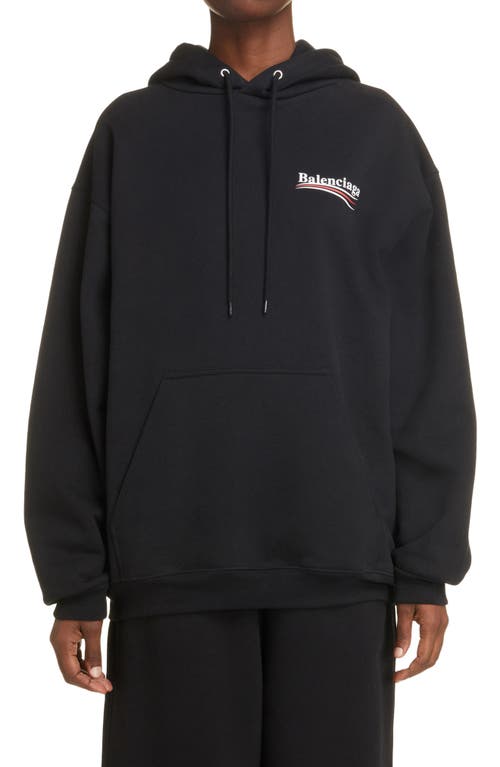 Balenciaga Campaign Logo Oversize Cotton Hoodie in Pacific Blue