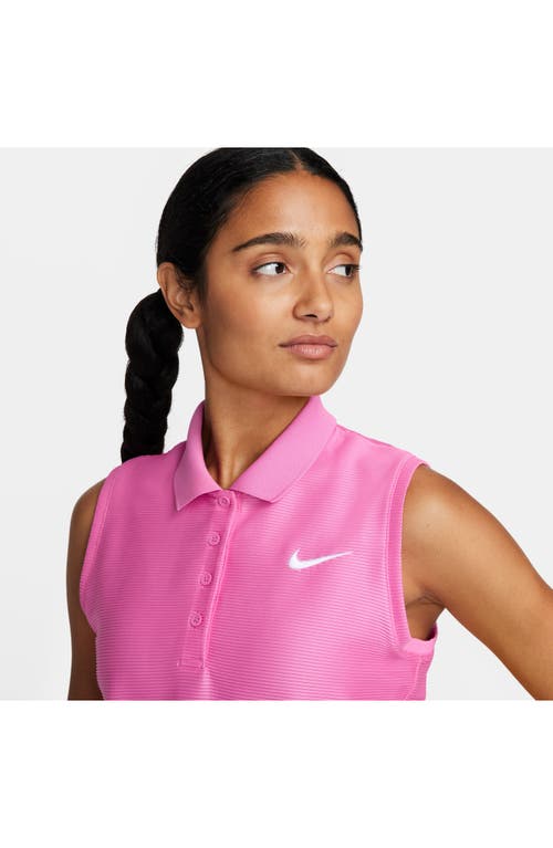 Shop Nike Victory Dri-fit Sleeveless Golf Polo In Playful Pink/white