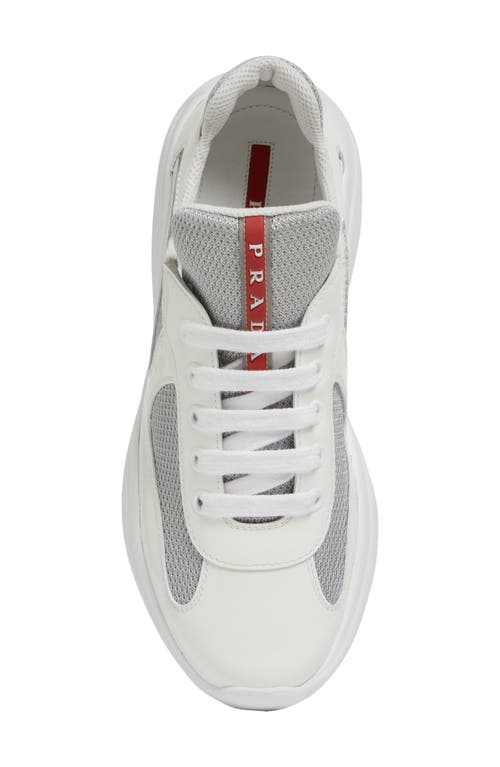 Prada Mesh Stitching Leisure Sports Shoes In Bianco/argento