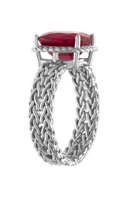 FZN FZN STERLING SILVER RUBY WHEAT CHAIN TEXTURED RING
