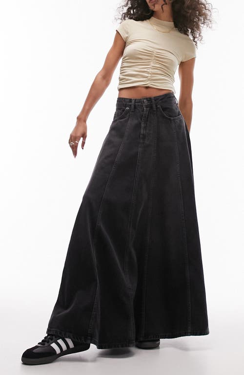 Denim Circle Maxi Skirt in Black