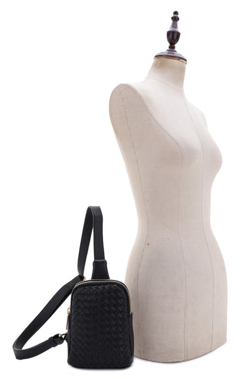 Shop Mali + Lili Haley Woven Recycled Vegan Leather Sling Bag In Black