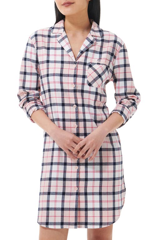 Shop Barbour Etta Tartan Brushed Cotton Nightshirt In Pink/navy Tartan