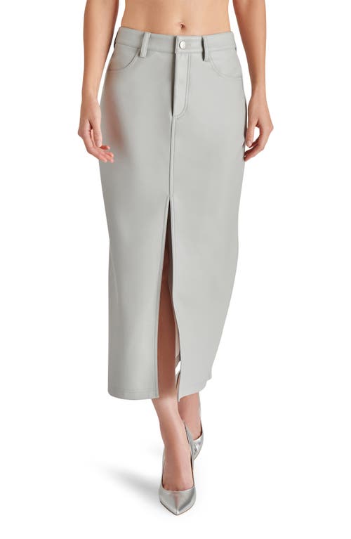 Avani Faux Leather Midi Skirt in Light Grey