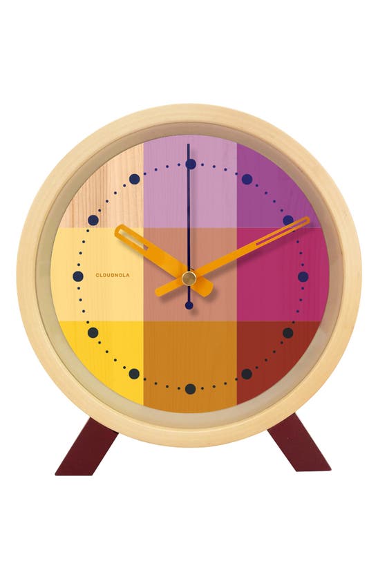 Cloudnola Riso Wooden Alarm Clock In Pink/ Yellow