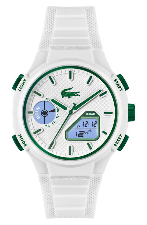 LACOSTE LACOSTE LC33 SILICONE STRAP WATCH, 45MM 