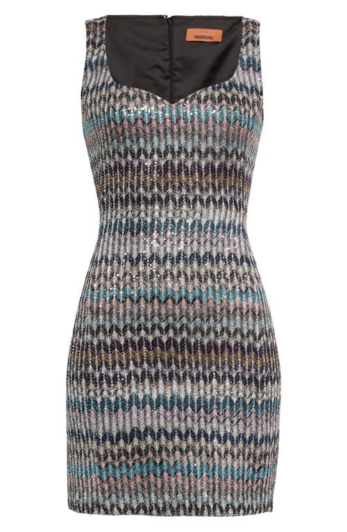 MISSONI MISSONI SEQUIN CHEVRON STRIPE KNIT MINIDRESS 