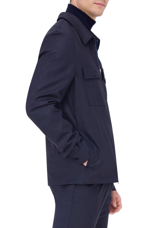 Shop Bugatchi Zip-up Stretch Wool Travel Jacket In Navy