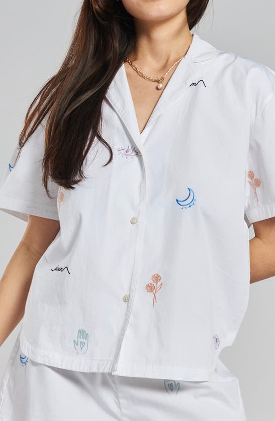 PEACHAUS PEACHAUS TELOPEA EMBROIDERED ETHICAL-COTTON PAJAMA SHIRT 