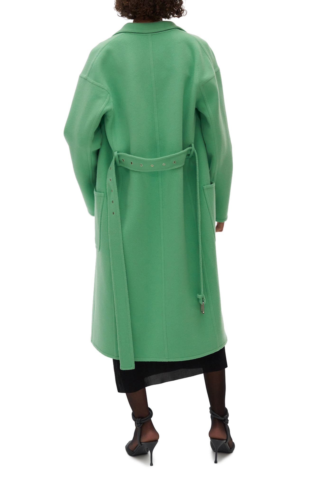 green belted wool coat