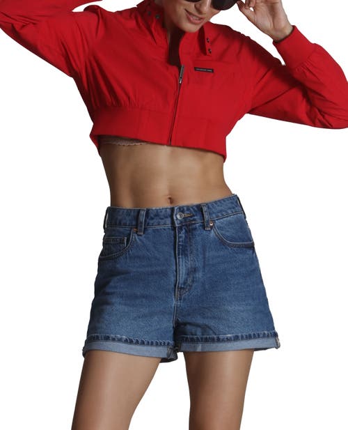 Members Only Mini Cropped Racer Jacket In Red