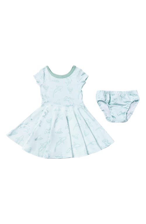 Coco Moon Fin-tastic T-Shirt Dress & Bloomers in Blue at Nordstrom, Size 0-6M