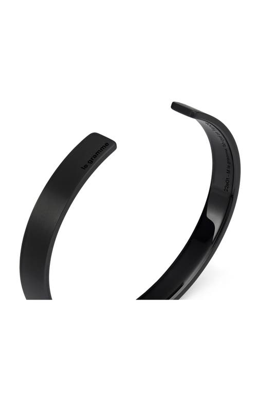 Shop Le Gramme 9g Brushed Titanium Ribbon Cuff Bracelet In Black