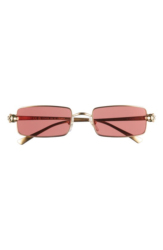 Cartier 51mm Rectangular Sunglasses In Havana Gold