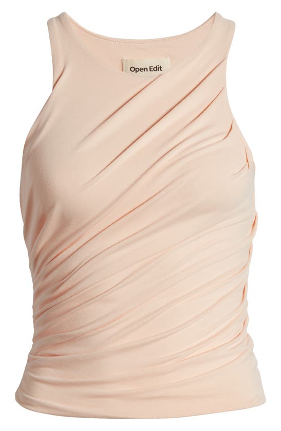 Shop Open Edit Side Ruched Tank In Beige Bisque
