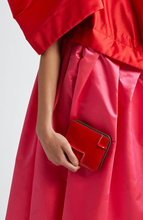 Shop Comme Des Garçons Wallets Patent Leather Half Zip Wallet In Red