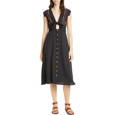 Dolan Morgan Knot Front Midi Dress, Black