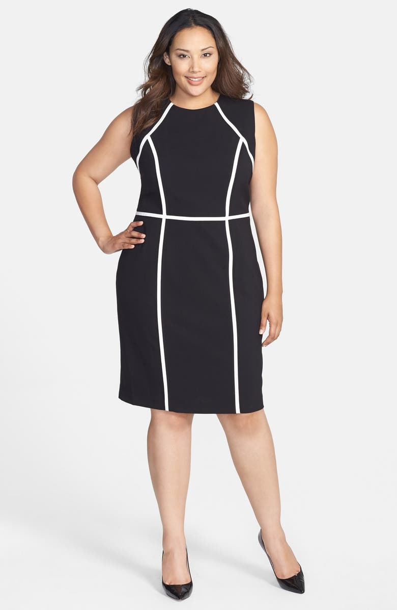Calvin Klein Contrast Detail Sheath Dress (Plus Size) | Nordstrom