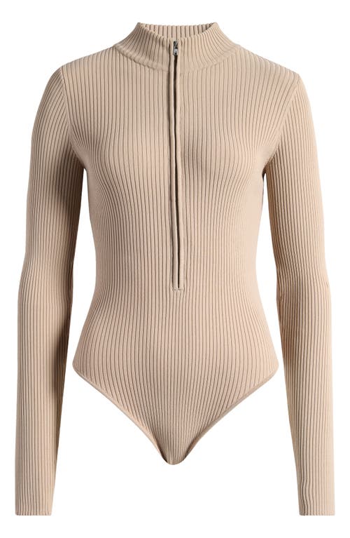 GOOD AMERICAN GOOD AMERICAN VIRGO LONG SLEEVE RIB THONG BODYSUIT 