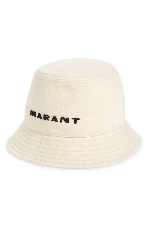 Isabel Marant Haley Cotton Twill Bucket Hat In Ecru/black