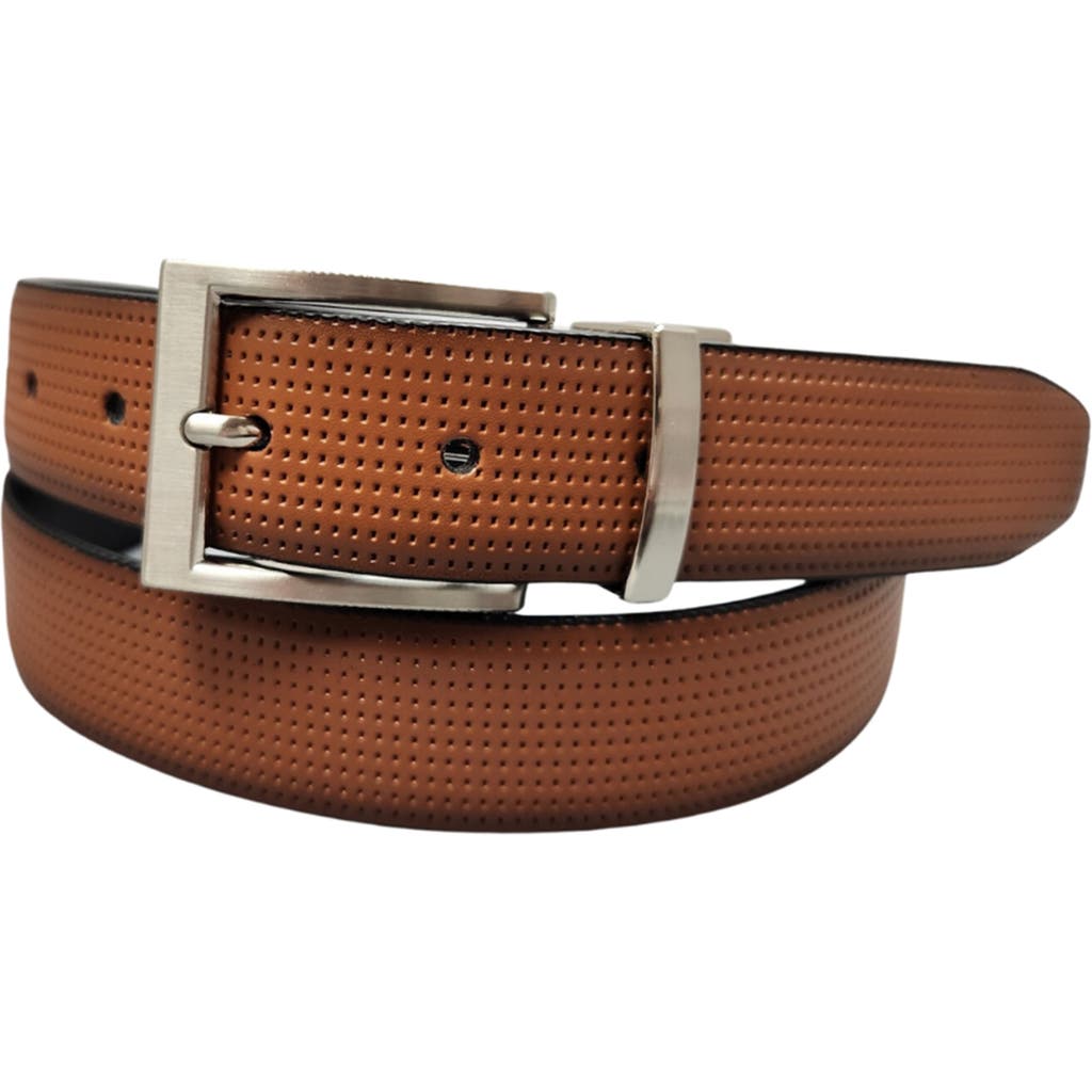 Bosca Reversible Pindot Leather Belt In Brown